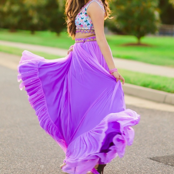 Soft net lilac/purple lengha - Picture 3 of 8